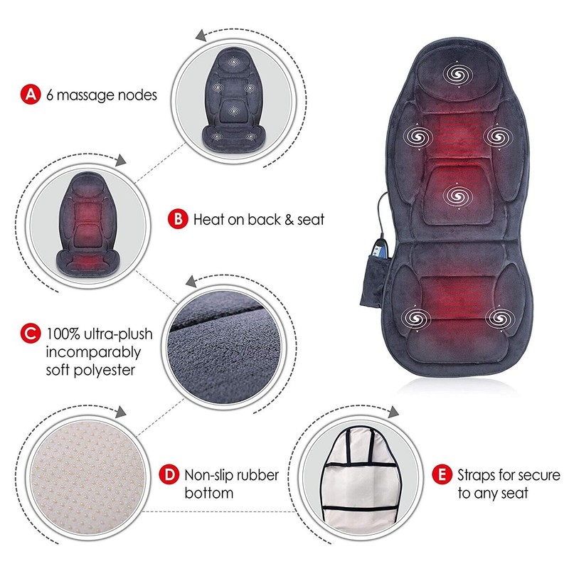 Snailax Massage Car Seat Cover Cushion Warm Heated Universal For