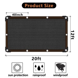 QLOFEI 90% Shade Cloth for Garden -12 x 20 FT Durable Mesh Tarp with Grommets, Sunblock Net for Patio for Plants Greenhouse Outdoor Pergola Sun Shade Neting for Chicken Coop Cover