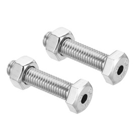 PATIKIL Set of 2 M8 x 35 mm Hollow Outside Hexagonal Screw Cylindrical Lamp Thread Screws Through Hole Screw with Nut 304 Stainless Steel