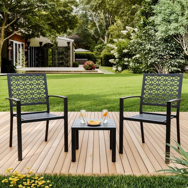 3 Pieces Outdoor Bistro Set, Furniture with 2 Chairs &