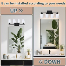 banato Bathroom Light Fixtures Over Mirror,4-Light Lighting Fixtures,Modern Wall Lamp Bathroom Vanity Light with Milky Glass for Bedroom Sink Cabinet Decor