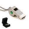 ZLMC Metal Rhinestone Lanyard Whistle Bling Crystal Loud Sound with
