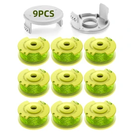 YWTESCH Trimmer String for Ryobi One Plus+ AC80RL3,11 FT/0.080-Inch，Spool Replacement Compatible with Ryobi 18v, 24v, and 40v Cordless Trimmers (9 Pack Trimmer Line & 2 Pack Trimmer Cap)