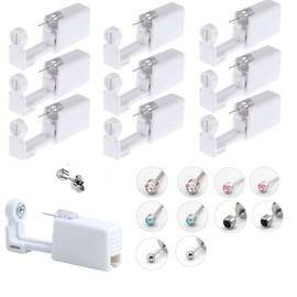 FRAKMU10 pack Self Ear Piercing Kit Disposable Ear Piercing Gun Kit No Pain Easy Use Ear Piercing Gun Kit Tool with 10 Pcs Ear Studs Safety Ear Piercing Gun Kit Tool