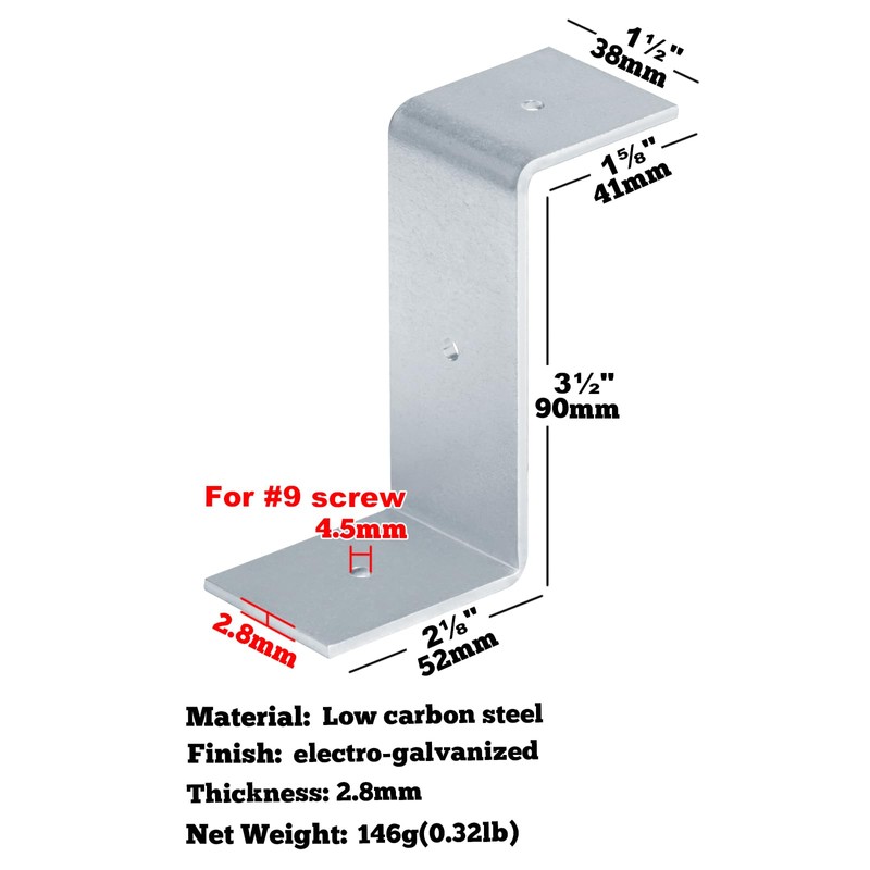 GBGS 10 Pcs 3-1/2" High Z Clip Brackets,for Support 2x4