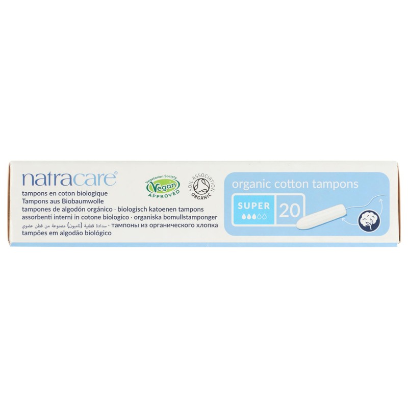 Natracare 2000 Organic All Cotton Non-Applicator Tampons 20 Count