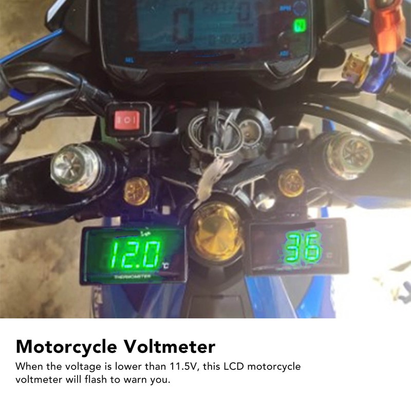 Universal LCD Motorcycle Voltmeter Ultra Thin Waterproof Voltmeter with Left