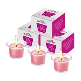 HOT Flowers Kissable Massage Candle Wax Play - Candy Candle with Low Heat Temp, Skin Safe Moisturize, Set of Three, 1.4 oz Each (Strawberry-Champagne)