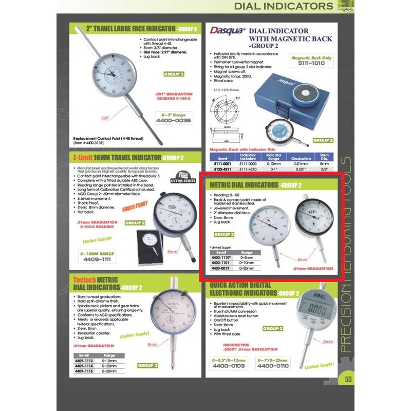 Pro Series by HHIP 4400-0019 Metric Dial Indicator, 01 mm