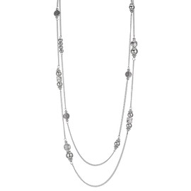 BULINLIN Layered Silver Long Necklace for Women Turquoise Stone Beaded Strand Sweater Chain Necklaces Fashion Costume Jewelry Gifts for Mom(Metal)