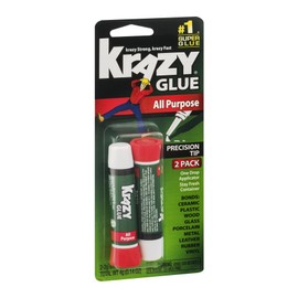 Krazy Glue All Purpose Instant Superglue (2g x 2 Tubes) Clear, Fast-Drying Adhesive, Precision One-Drop Applicator for Ceramic, Plastic, Wood, Glass, Rubber, Metal & More
