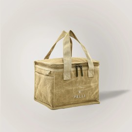 Pelli Lunch Squared Waxed Canvas Insulated Lunch Bag, Ginger
