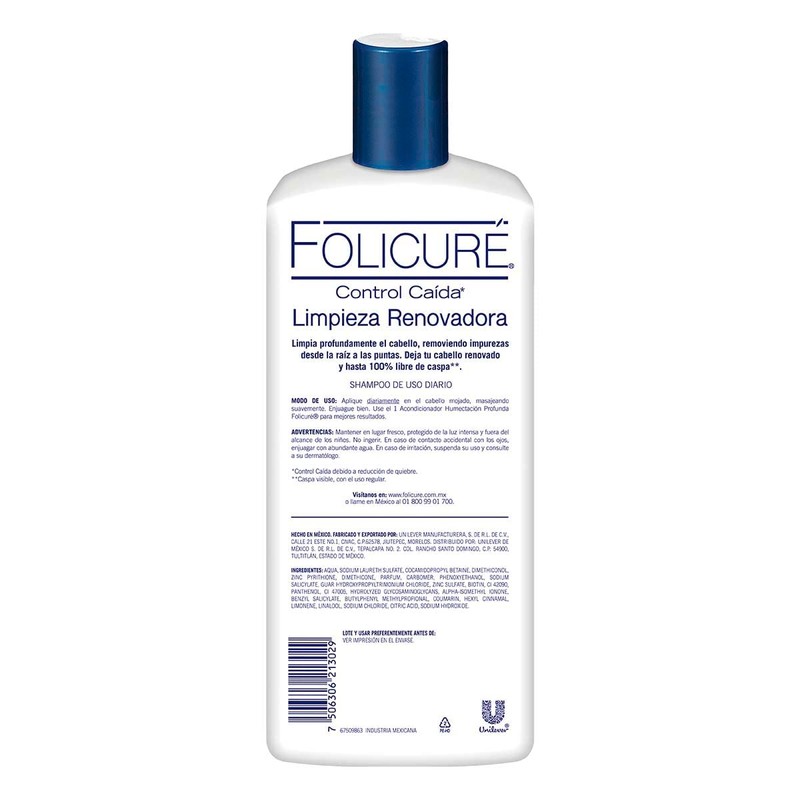 Folicuré Shampoo Limpieza Renovadora Control Caspa 700 ml