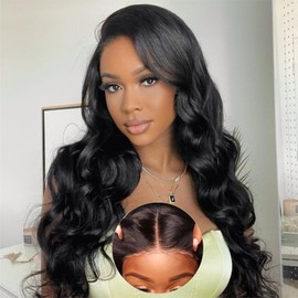 Aaliweya 5x5 Wear and Go Glueless Wigs Human Hair Pre Plucked Pre Cut 5x5 HD Body Wave Lace Closure Wigs for Women 180 Density Ready to Go 5x5 Closure Wig Easy Install Natural Black 26inch