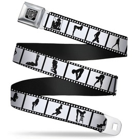 Buckle-Down Seatbelt Belt - Girls Posing Film Strip White/Black - 1.5" Wide - 24-38 Inches in Length