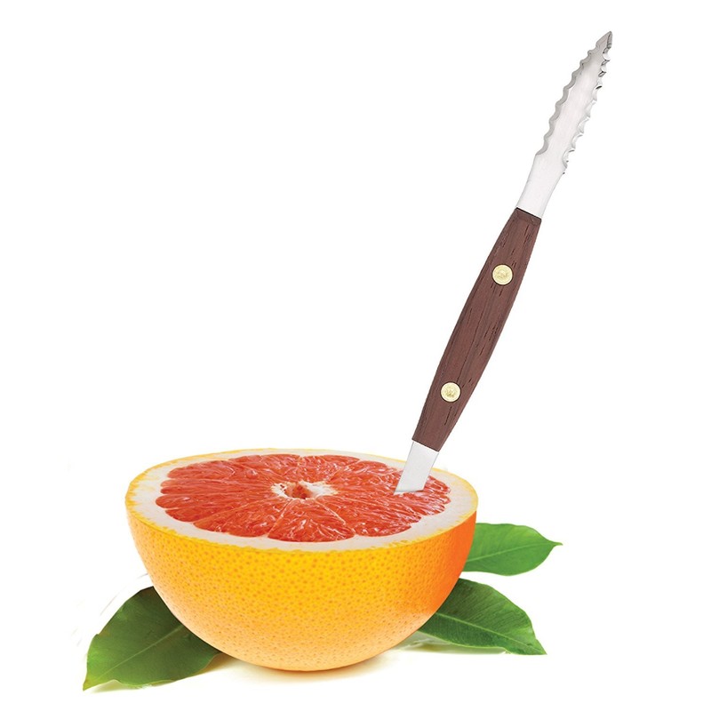 HIC Kitchen Squirt Free Serrated Twin-Blade Grapefruit Sectioning Knife, Stainless