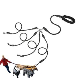 Correas para Perros 4 en 1 Sin enredos Cuerda de tracción de Nylon Desmontable Cable para Perros de 4 vías para Perros Gatos Paseos al Aire Libre(4 Way-Negro) Correa Doble para Perro