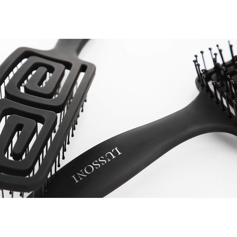 T4B LUSSONI Flexible Hair Brush, Detangling Brush, Antistatic Styling Brush,