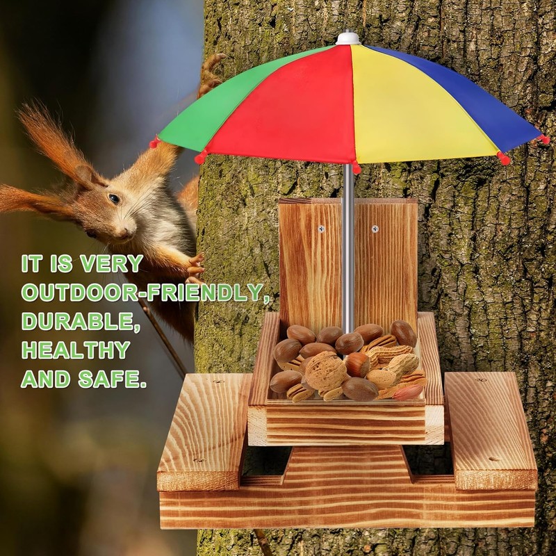 Gnodary Squirrel Feeder with Umbrella, Squirrel Feeders for Outside, Squirrel