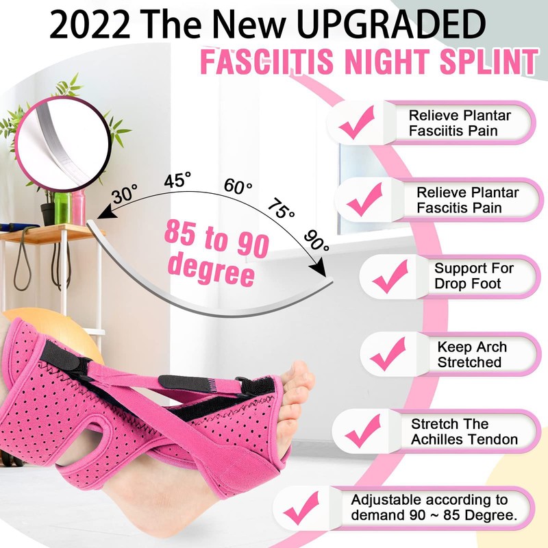 DERJLY Plantar Fasciitis Night Splint, 2022 Improved 3 Adjustable Straps,