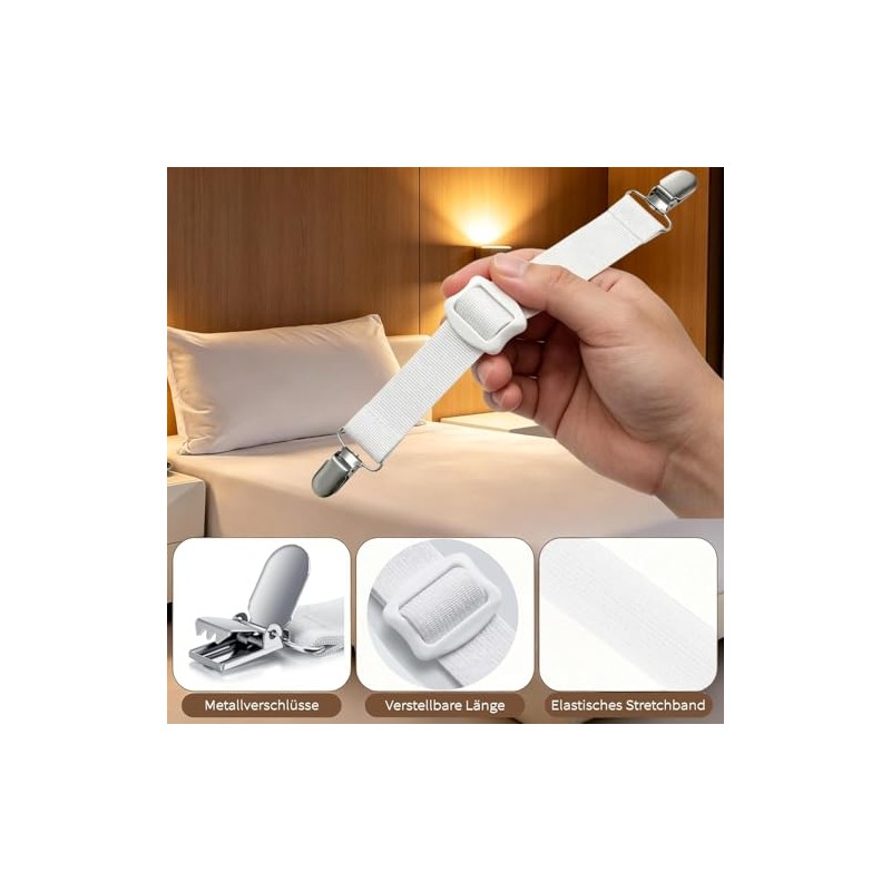 Adjustable Bed Sheet Tensioners - Set of 10 with Metal