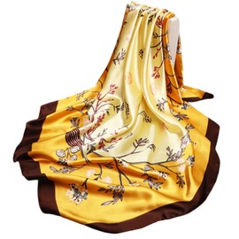 FAIRYGATE Seidenschal Damen Bandana Satin Luxus Seidentuch aufwändig bedrucktes Tuch 90 cm x 90 cm harmonische Farben Damentuch Schaltuch DA2514