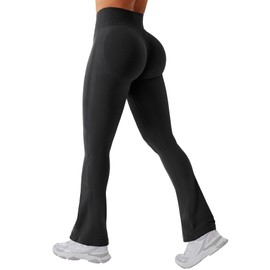 YEOREO Mini Flare Leggings Womens Workout Butt Lifting Legging Hidden Scrunch Seamless 28" Impact Lilliean Yoga Pants Black XL