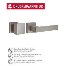 Gedotec Push 1317 Aluminium Door Handle Room Door Fitting Nickel Knob Handle PZ Profile Cylinder Door Handle Antique Vintage 1 Design Knob Set Including Mounting Material