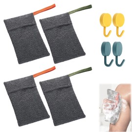8 Pcs Bar Soap Pouch, 4 Soap Bags for Soap Bars with 4 Hooks, Quick-Dry Mesh Soap Bag, Exfoliating Soap Pouch for Travel and Daily Use, Gentle Body Scrubber for Men and Women