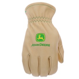 John Deere JD84013-L Men's Water Resistant Leather Gloves, Abrasion Resistant, Durable, Tan, Large