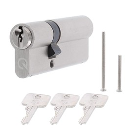 QPlus24 Double Cylinder Simultaneous Locking Cylinder with 3 Keys and Shopping Trolley Release Door Lock Front Door Security Lock 30/55 GS5