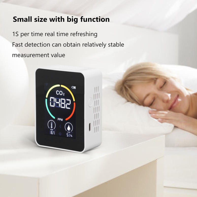 CO2 Detector Portable Battery Operated Temperature Humidity Meter Air Quality