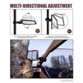 Aluminum UTV Side Mirrors Fits 1.75"-2" Roll Cage Bar America USA Flag Pattern Side Rear View Mirror for Polaris RZR XP Turbo Can-Am Maverick X3 Yamaha Talon Kawasaki Pioneer