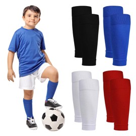 Zolventiq 4 Pairs High Elastic Sock Sleeves, Soccer Shin Guards Sleeves for Kids, Breathable & Anti Slip Football Socks, Football Sock Sleeves Fits Over Shin Pads for Boys Girls