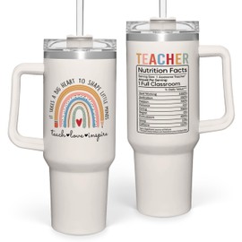 SANDJEST Teacher Appreciation Gifts - It Takes a Big Heart 40oz Stainless Steel Tumbler with Handle - Thank You Gift for Teacher's Day & Graduation