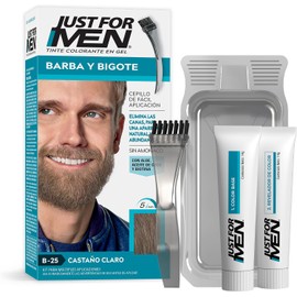 Just For Men Tinte Colorante En Gel Para Barba Y Bigote, Sin amoníaco, Color Castaño Claro B25, 28.4g