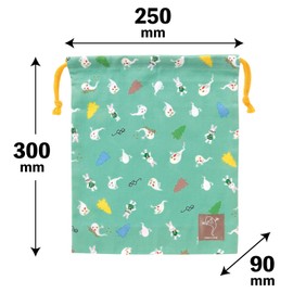 Gakken Staefl K10074 Sena Keiko Lunch Bag, Large Size, Drawstring Lunch Bag, Glasses Rabbit