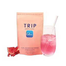TRIP Polvo de Magnesio 4 En 1 Con L-Teanina Y Melena de León, Suplemento de Magnesio Sin Azúcar para Adultos, 250 Mg de Magnesio Por Ración de Bebida,