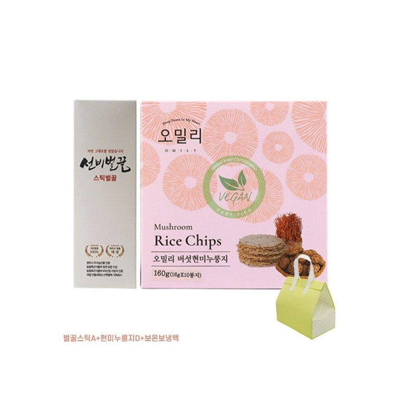 HG1BD건강선물세트2종 유경 대추효소 도라지청 스틱B+오밀리 버섯현미 누룽지D 보온보냉백 HG1BD Health