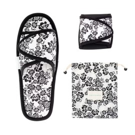 EUXTERPA Women Travel Slippers, Adjustable Ladies Slipper, Lightweight Easy Carry Foldable Travel Slippers with Storage Bag