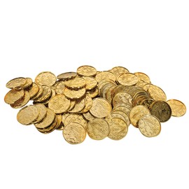 Beistle 100 Piece Gold Plastic Pirate Treasure Embossed Coins Western Theme Supplies Casino Party Favors, 1.5"