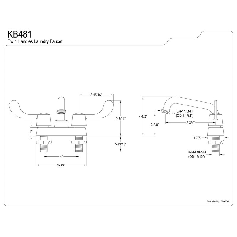 Kingston Brass KB481 Laundry Faucet, Polished Chrome