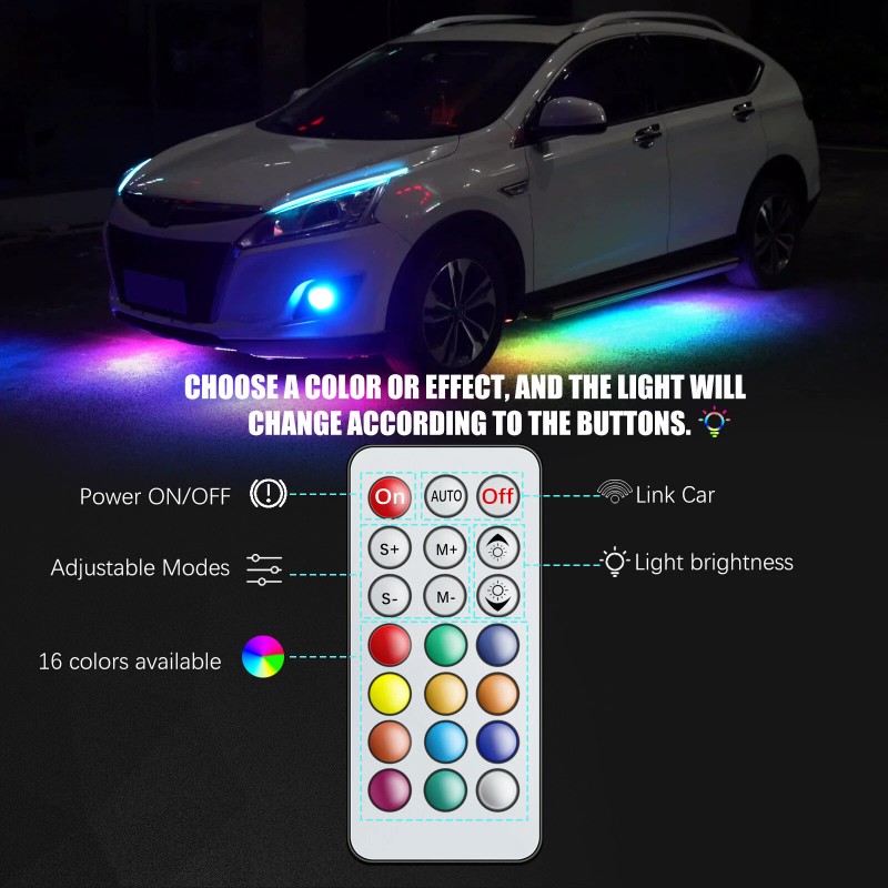 KEEPDSGN 6PCS RGB LED Under Car Underglow body Light Strip
