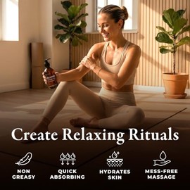 Gya Labs Aceite de masaje relajante para dolores musculares y momentos felices, aceite corporal con infusión de argán orgánico, 100 lociones de masaje natural para terapia de masaje, 200 ml