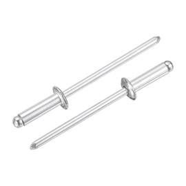 sourcing map 100Pcs 1/8"x3/8" Aluminum Dome-Head Blind Rivets, Open-End Type Blind Rivets for DIY, Sheet Metal, Automotive Repairs, Furniture, Boat, and Duct Work (Silver)