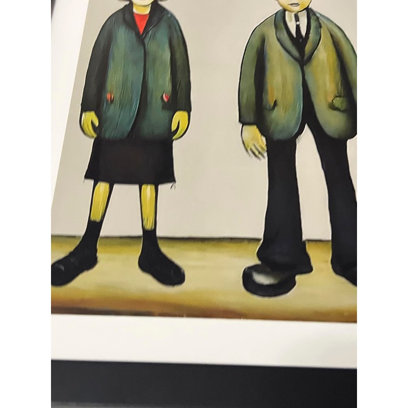 Greetingles Lowry-Style 12"/31cm Square Framed Print. Beautiful Black Ash Frame