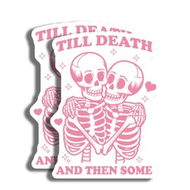 Till Death and Then Some Skull Couple Sticker - Cute Skeleton Love Sticker - Romantic Skull Art Decal - Skeleton Hugging Sticker - Durable Decorative Design for Home o - AAS0998
