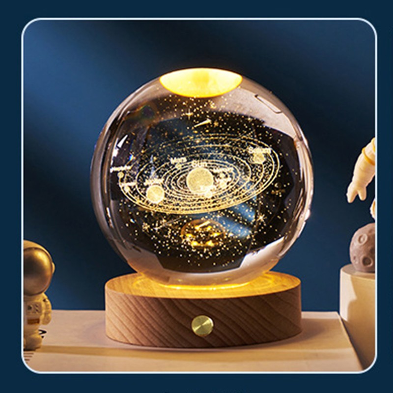 3D Crystal Ball Night Light Rechargeable Battery Soft Light Multifunction