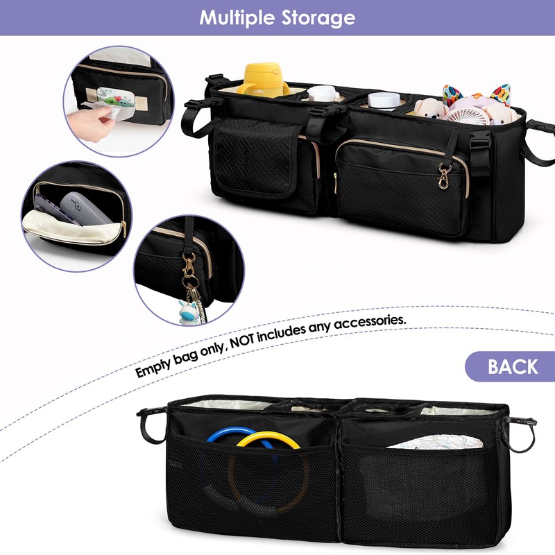 Prokva Double Stroller Organizer Compabitle with BOB Duallie and City