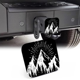 NITAHHHY 2" Trailer Hitch Cover,Abstract Mountains and Pine Trees Rubber Towing Hitch Tube Cover Hitch for Men Women, Sturdy Receivers Plug Accessories for Pickups Trucks Cars